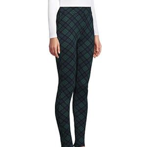 NWT Fleece Lined Pocket Leggings Lands End EVERGREEN green navy BLACKWATCH PLAID